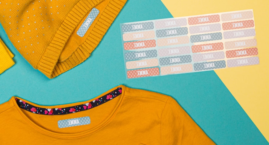 Kleidungsetiketten für mützen und pullover