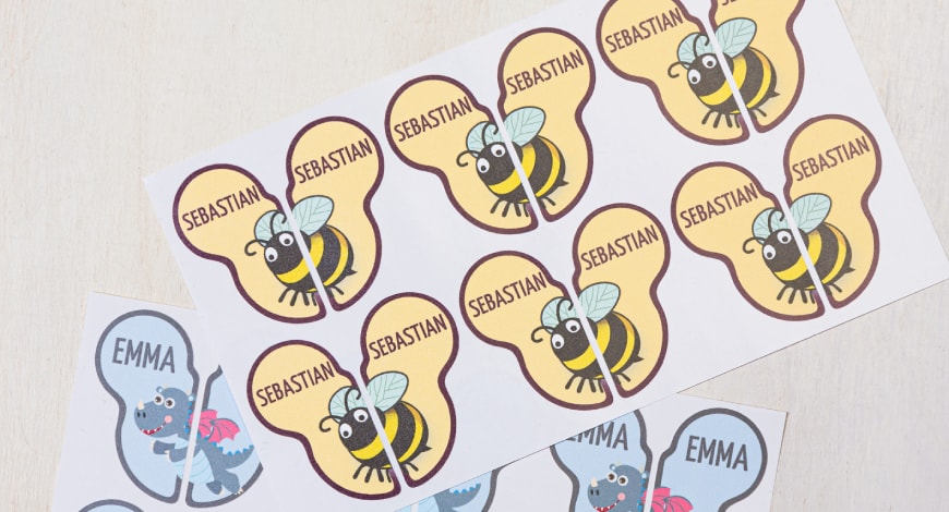 Schuhetiketten mit einem speziellen Laminat