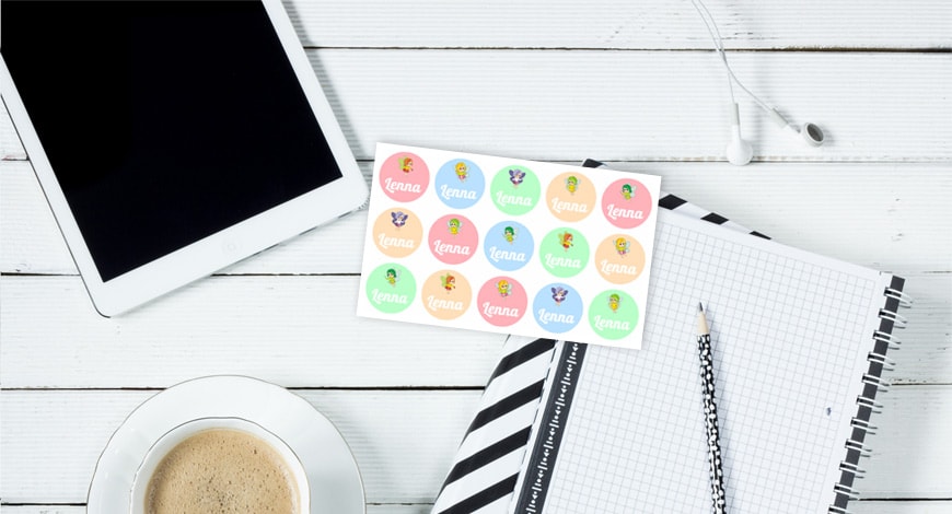 Runde Namensaufkleber